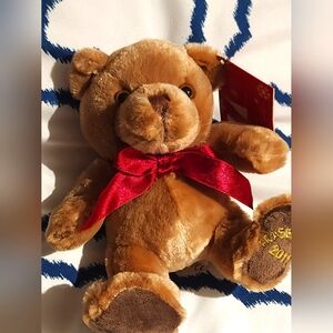 House of Fraser UK Bear 2011 Brown Bear Red Ribbon Plush Stuffed Animal …